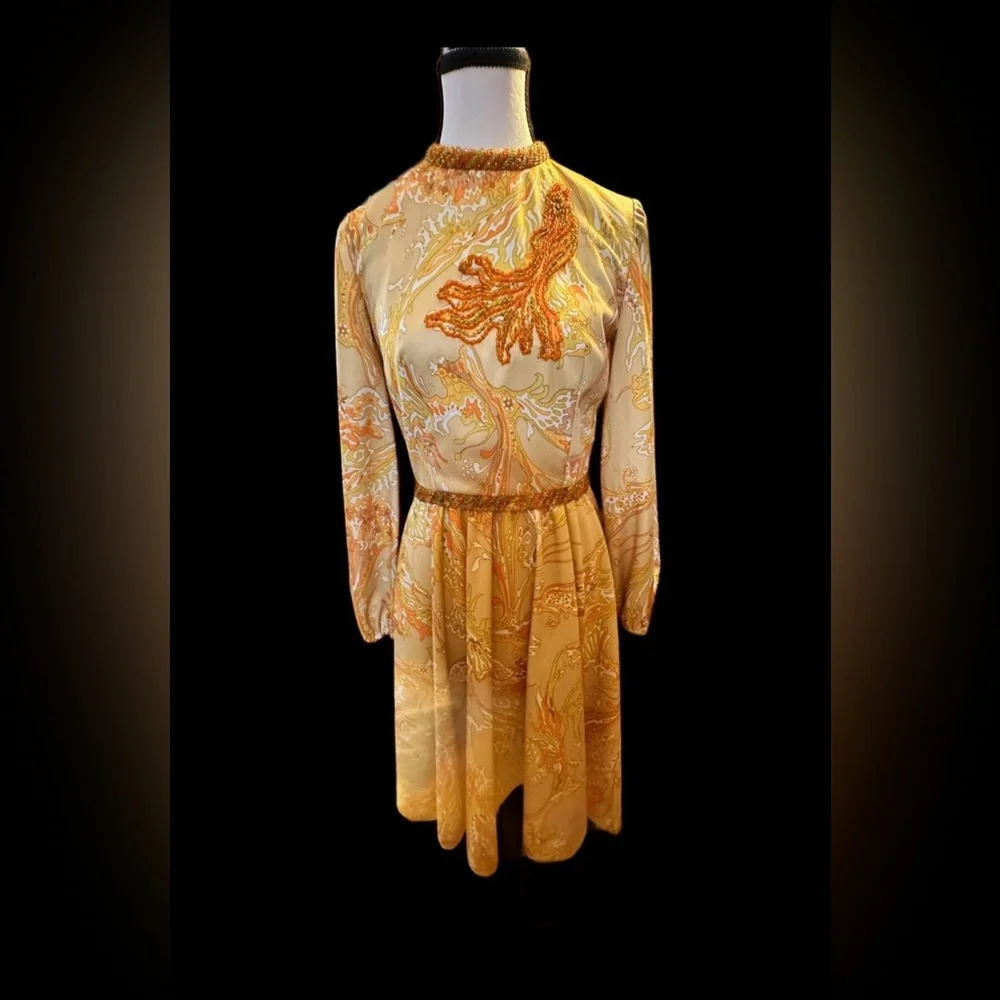 Hand Beaded Fred Rothschild Imperial Designs  1960’s elegant cocktail dress - Picture 2 of 11